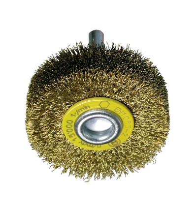 CEPILLO CIRCULAR ACERO DE ALAMBRE ONDULADO CON VASTAGO DE 6 MM Y FILAMENTO DE Ø