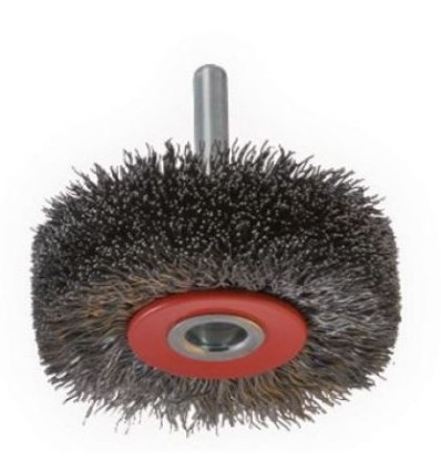 CEPILLO CIRCULAR ACERO DE ALAMBRE ONDULADO CON VASTAGO DE 6 MM Y FILAMENTO DE Ø