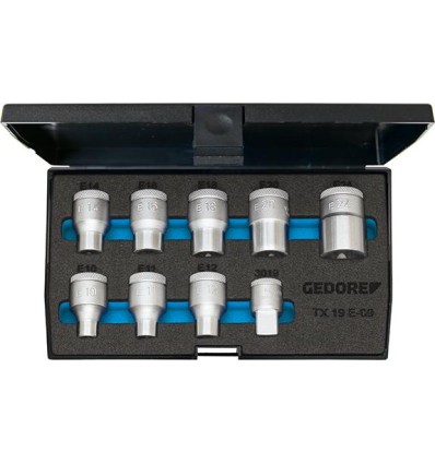 JUEGO LLAVES DE VASO 1/2 PULGADAS E10 HASTA E24 9 PIEZAS