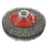 CEPILLO CONICO DE INOX ONDULADO CON TUERCA M14 Y FILAMENTO DE Ø 0.30 MM (125X10X