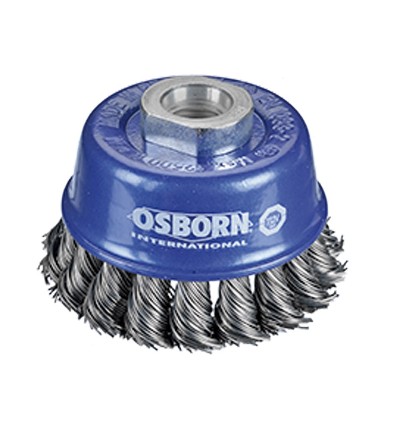 CEPILLO TAZA INOX DE ALAMBRE TRENZADO CON TUERCA M14 Y FILAMENTO Ø 0.35 MM (65X2