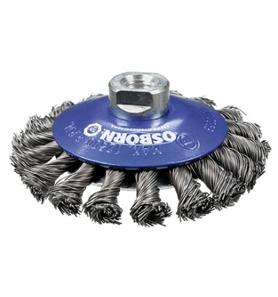 CEPILLO CONICO DE INOX TRENZADO CON TUERCA M14 Ø 115 MM Y FILAMENTO Ø 0.50 MM