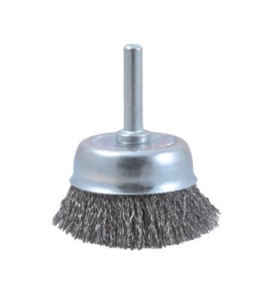 CEPILLO TAZA ACERO LATONADO CON VASTAGO DE 6 MM Y FILAMENTO DE Ø 0.30 MM (50X17