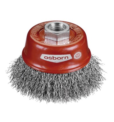 CEPILLO TAZA LATON DE ALAMBRE ONDULADO CON TUERCA M14 Y FILAMENTO Ø 0.30 MM (60X