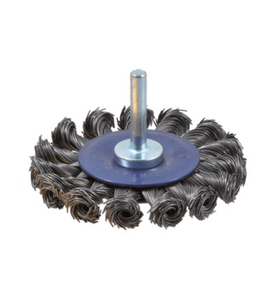 CEPILLO CIRCULAR ACERO DE ALAMBRE TRENZADO CON VASTAGO DE 6 MM Y FILAMENTO DE Ø