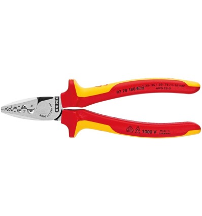 ALICATES VIROLA CABLE VDE MANGO 2 COMPONENTES 180MM 0.25-16QMM