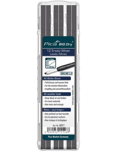 ESTUCHE DE 12 MINAS BIG-DRY ANLINE 2.0 GRAFITO/NEGRO