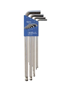 JUEGO 9 LLAVES ALLEN K EXTRA LARGAS PUNTA BOLA 1.5-10 MM CROMADAS