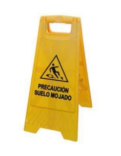 SEÑAL PVC CABALLETE PLEGABLE AMARILLA SUELO HUMEDO 0391