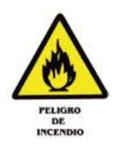 SEÑAL ADHESIVA 11X15 PELIGRO DE INCENDIO