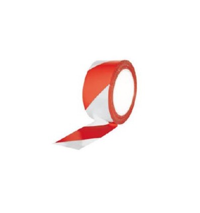 CINTA SEÑALIZACION ADHESIVA BLANCA/ROJA 50CMX33MT