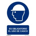 CARTEL SEÑALIZACION 210X300MM PVC OBLIGA USO CASCO