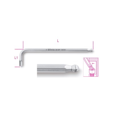 Llave macho inoxidable con cabeza esferica mod 96BP INOX