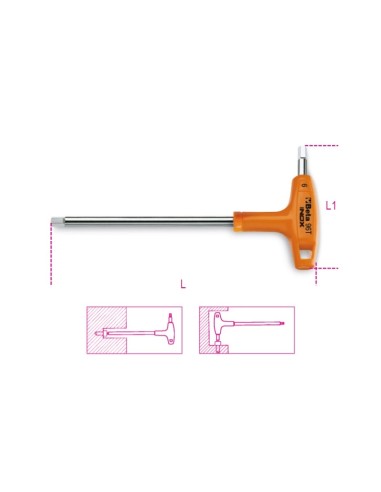 Llave macho hexagonal acodada con mango mod 96TINOX