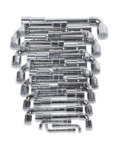 JUEGO 25 LLAVES PIPA DOBLE HEXAGONAL-BIHEXAGONAL CROMADA EN CAJA 932/S25
