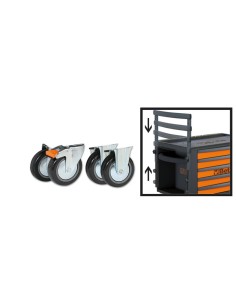 CAJA LARGO 3 DEPARTAMENTOS DE CHAPA C19LCON CUATRO RUEDAS Y BARRA 2300ST/KIT