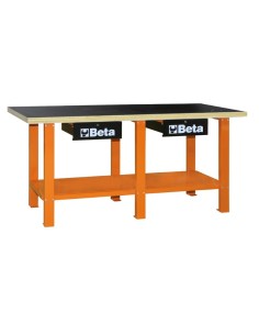 Banco de trabajo con estante de madera mod C56W