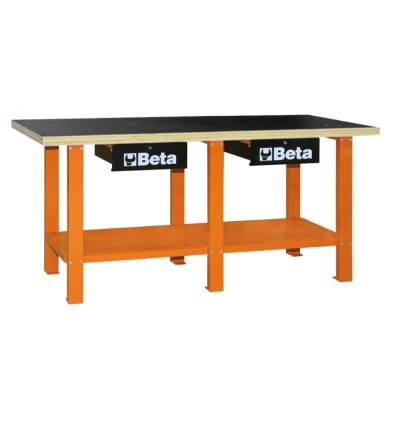 Banco de trabajo con estante de madera mod C56W