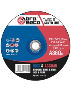 DISCO DE CORTE ACERO-INOXIDABLE 230X2X22.23 CD A36Q