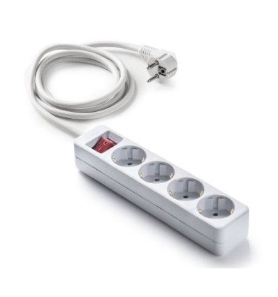 Base de enchufes multiples con interruptor blanca con cable 3 m