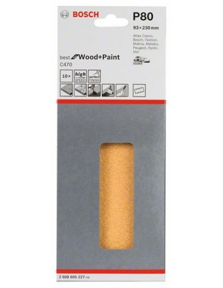 LIJA ORBITAL 93X230MM 8/P G80 10UD C470