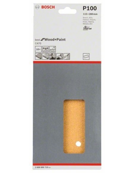 HOJA LIJA BOSCH ORBITAL PERFOR. 115X280M M 14P GR100 C470 MA