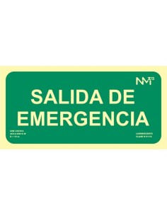 CARTEL SEÑAL 150X300MM LUMINISCENTE PVC SALIDA EMERGENCIA NO