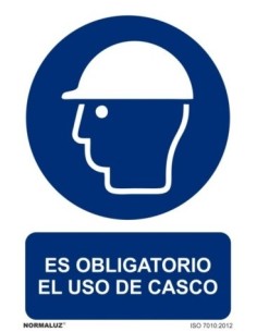 CARTEL SEÑALIZACION 210X300MM PVC OBLIGA USO CASCO