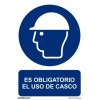 CARTEL SEÑALIZACION 210X300MM PVC OBLIGA USO CASCO