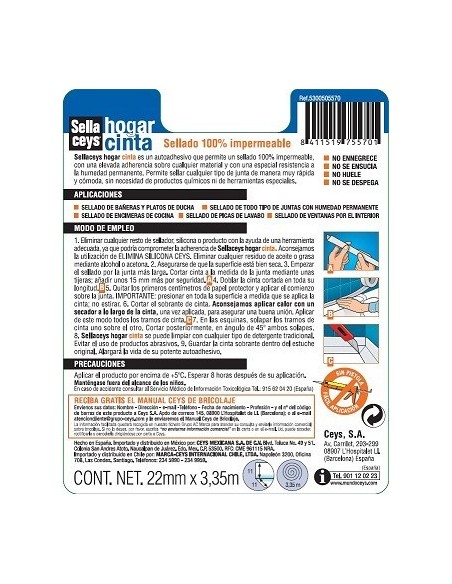 CINTA SELLADORA JUNTAS 3.35MTX22 MM