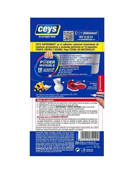 PEGAMENTO INSTANTANEO GEL 1 GRAMO UNICK 3 TUBOS CEYS