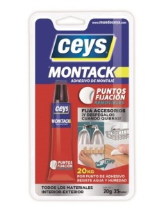 ADHESIVO MONTAJE TUBO 20 GR BL REMOVIBLE MONTACK PUNTOS FIJA