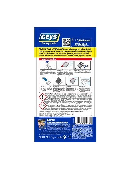 ADHESIVO RETROVISORES METAL CRISTAL 1 GR CEYS