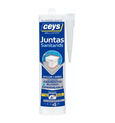 SELLADOR JUNTAS IMPERMEABLE ANTIMOHO ACABADO CEMENTO BLANCO MATE 290ML