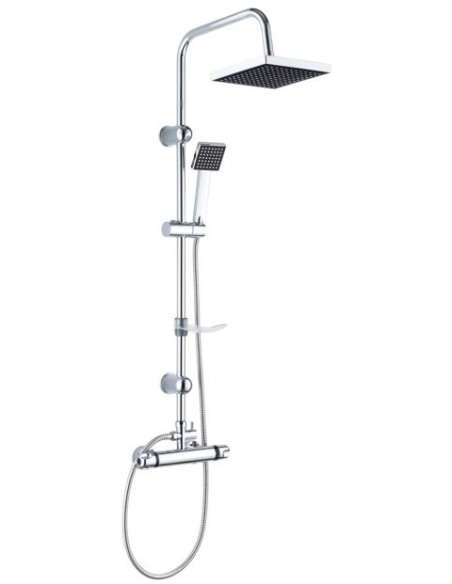 COLUMNA DUCHA EXTENSIBLE ROCIADOR CUADRADO Y GRIFO TERMOSTATICO