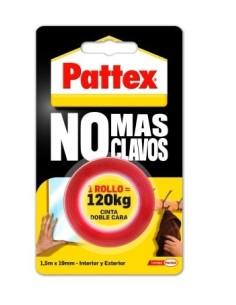 CINTA DOBLE CARA 19MMX 1.5MT ROJA NO MAS CLAVOS PATTEX