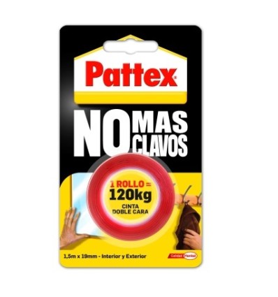 CINTA DOBLE CARA 19MMX 1,5MT ROJA NO MAS CLAVOS PATTEX