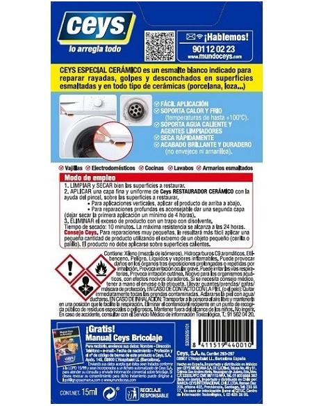 ESMALTE RESTAURADOR CERAM 15 ML BL/BRI CEYS