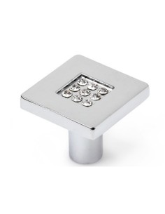 POMO MUEB 28X28MM CUADRADO ZAMAK/CRISTAL REI