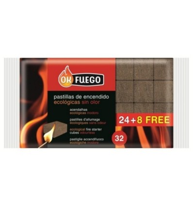 PASTILLA ENCENDIDO BARBACOA ECOLOGICA OK FUEGO 32 PZ