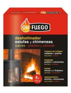 DESHOLLINADOR ESTUFA CHIMENEA 4SOBRES X 100GR OK FUEGO 400 G