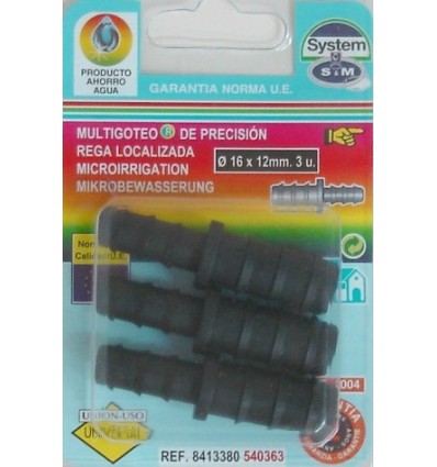 EMPALME RIEGO 16X12MM GOTEO S&M PP REDUCIDO 540363