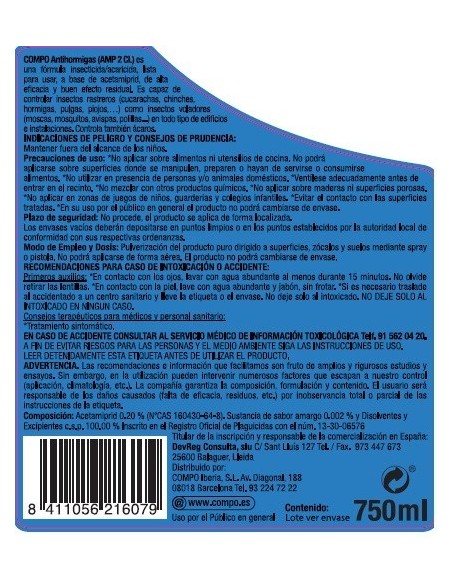 INSECTICIDA HORMI PISTOLA COMPO 750 ML