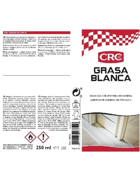 GRASA LUBRICANTE BLANCA LITIO CON PTFE SPRAY CRC 250 ML