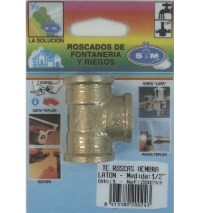 CONECTOR FONTAN EN T H-H-H 1/2" LAT S&M