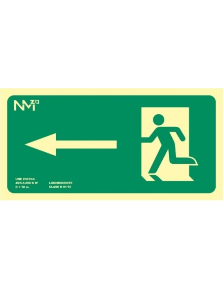Cartel señal PVC fotoluminiscente indicación 320x160 mm