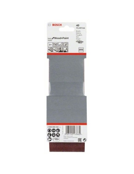 Banda de lija 100X610 mm de óxido de aluminio 3 ud mod X440