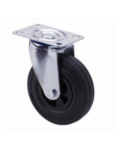 Rueda giratoria platina goma negra
