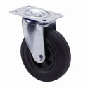 Rueda giratoria platina goma negra