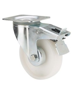 Rueda giratoria con freno platina blanco